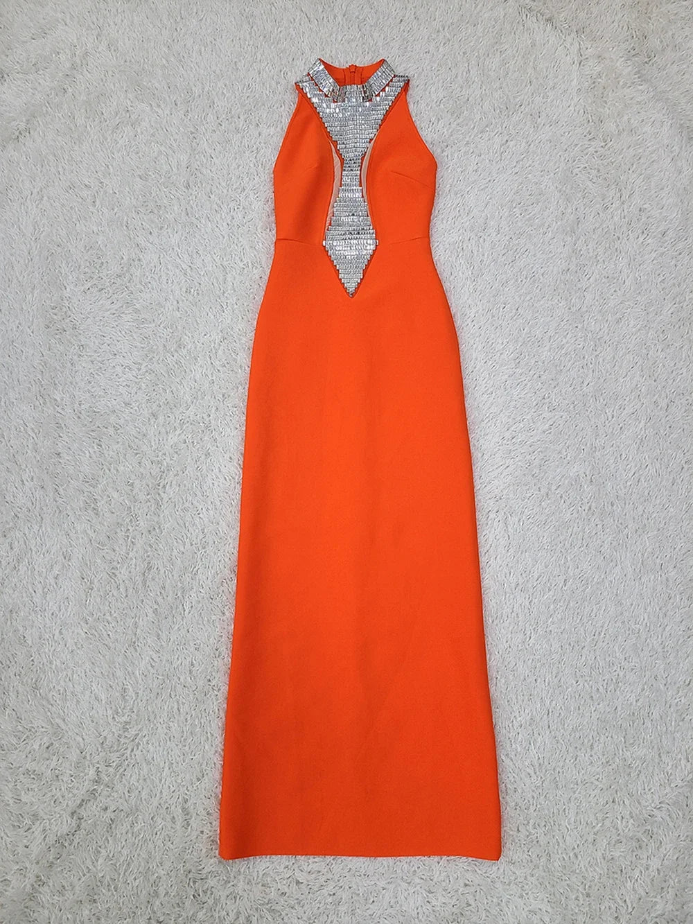 FancyENF Pumpkin Spice Sexy Orange Bodycon Evening Dress