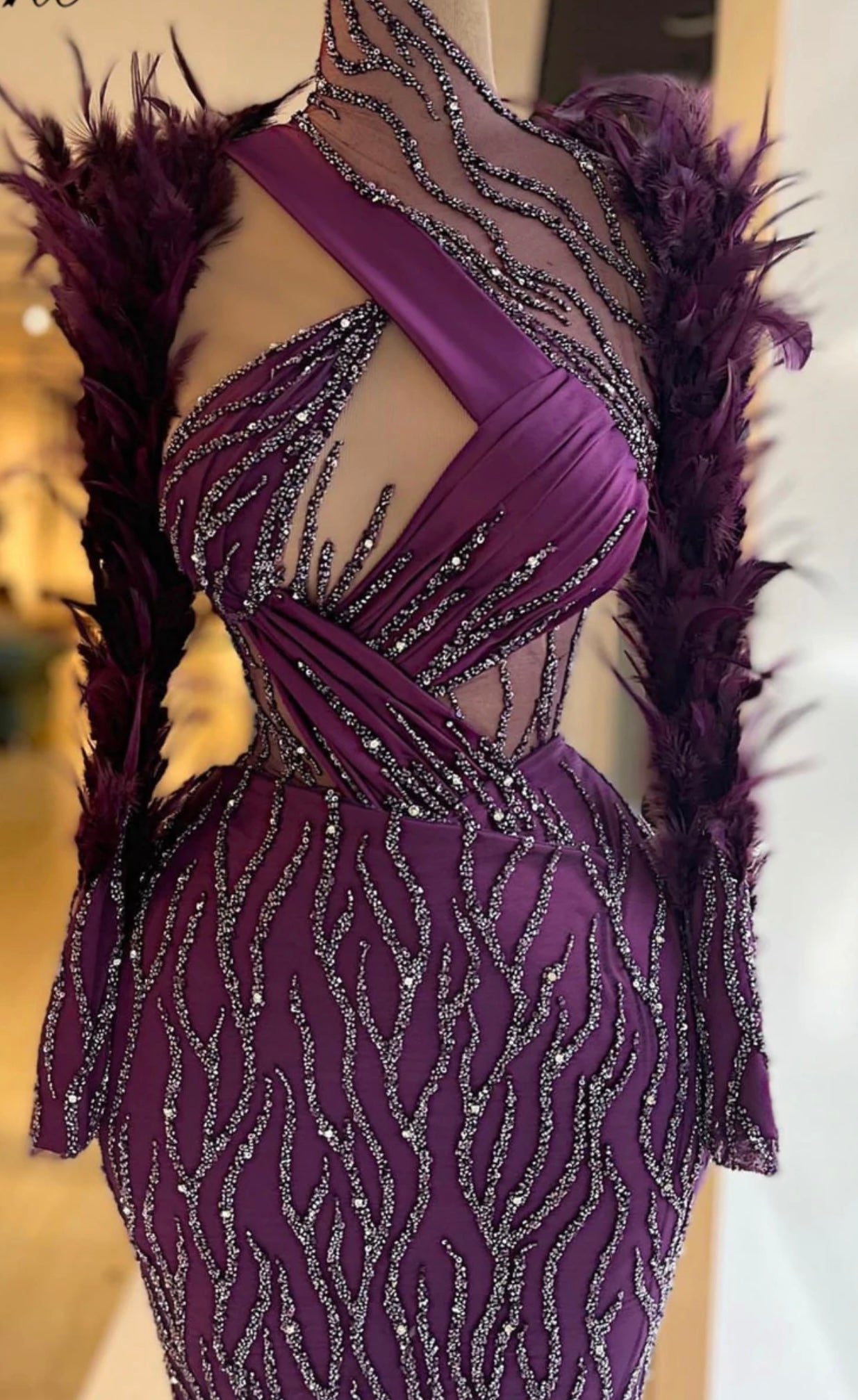 FancyENF Destination Feather Evening Dress