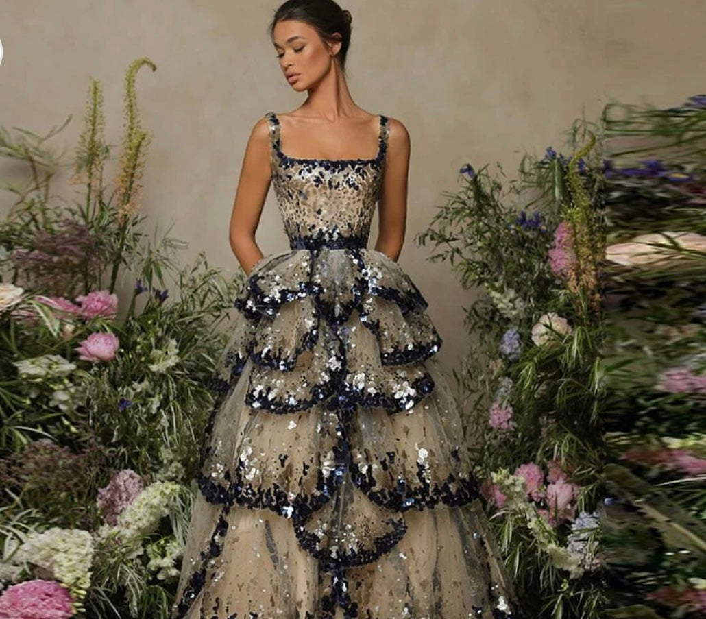 FancyENF Emotional Luxury Sequin Ruffle Gown