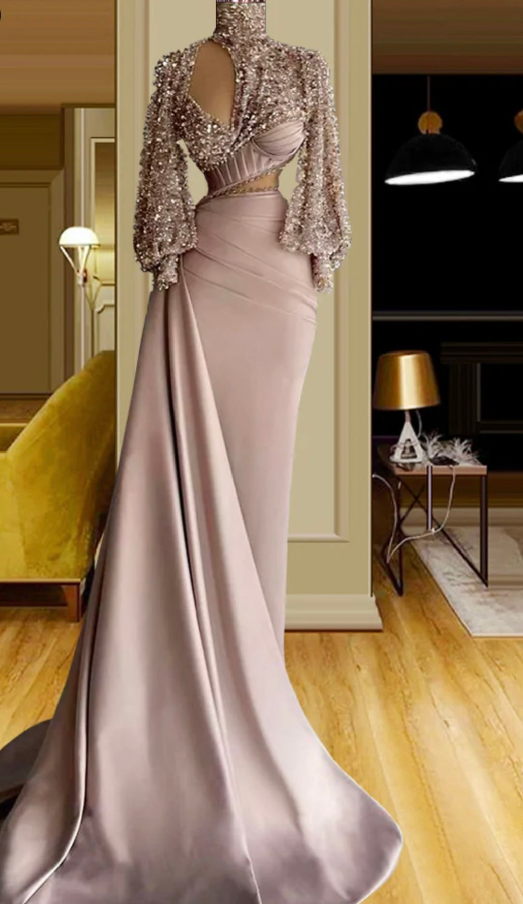 FancyENF Rewarded Vintage Beaded Evening Dress