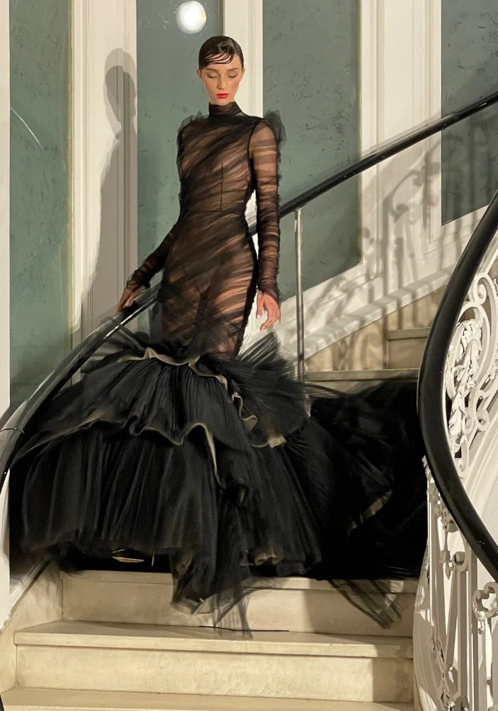 FancyENF Stunning Sexy Mermaid Illusion Gown