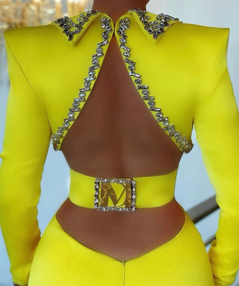 FancyENF Sunny Days Beaded Yellow Satin Dress