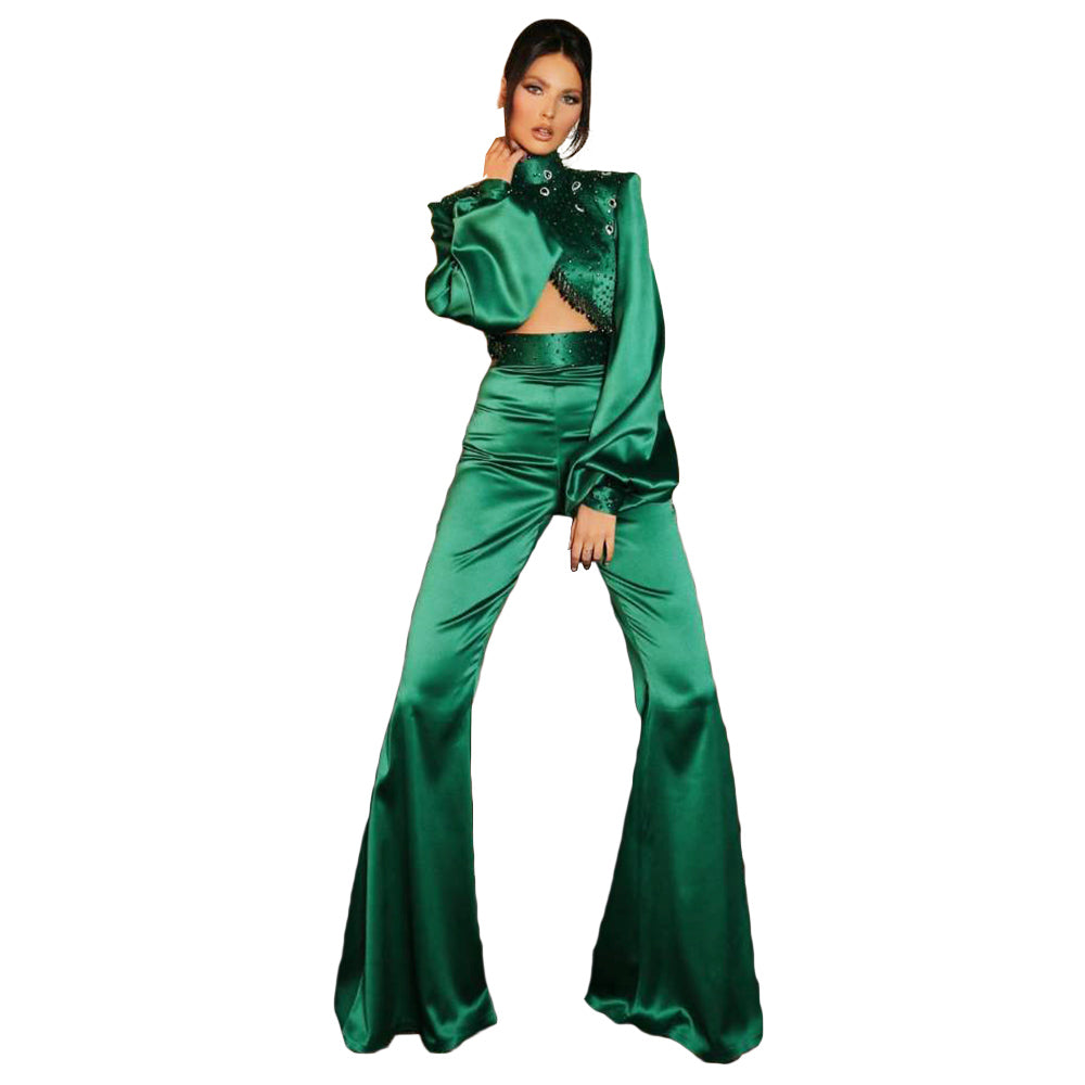 FancyENF Suspicions Sexy Satin Beaded Pant Set