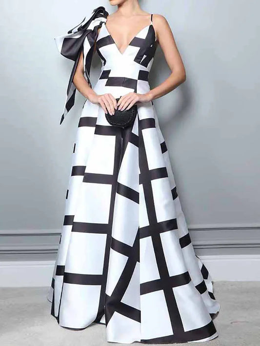 FancyENF Harmony Sexy Black & White Maxi Dress