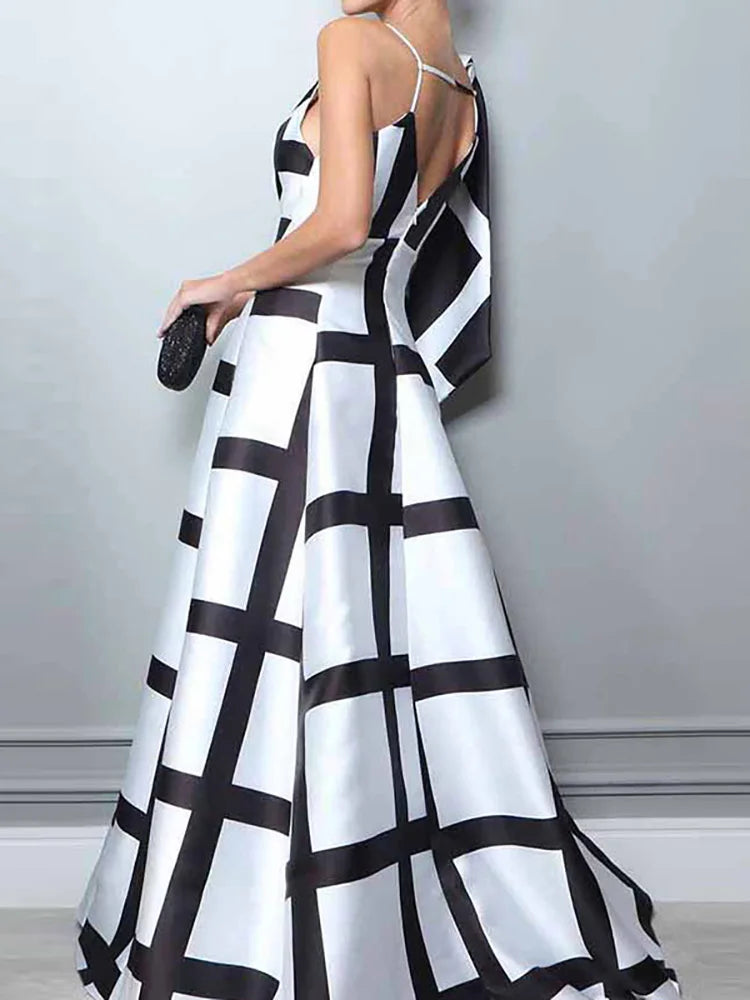 FancyENF Harmony Sexy Black & White Maxi Dress