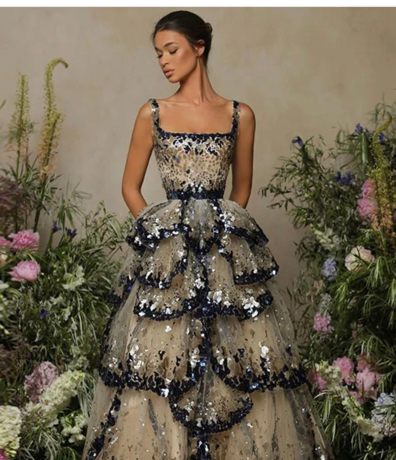 FancyENF Emotional Luxury Sequin Ruffle Gown