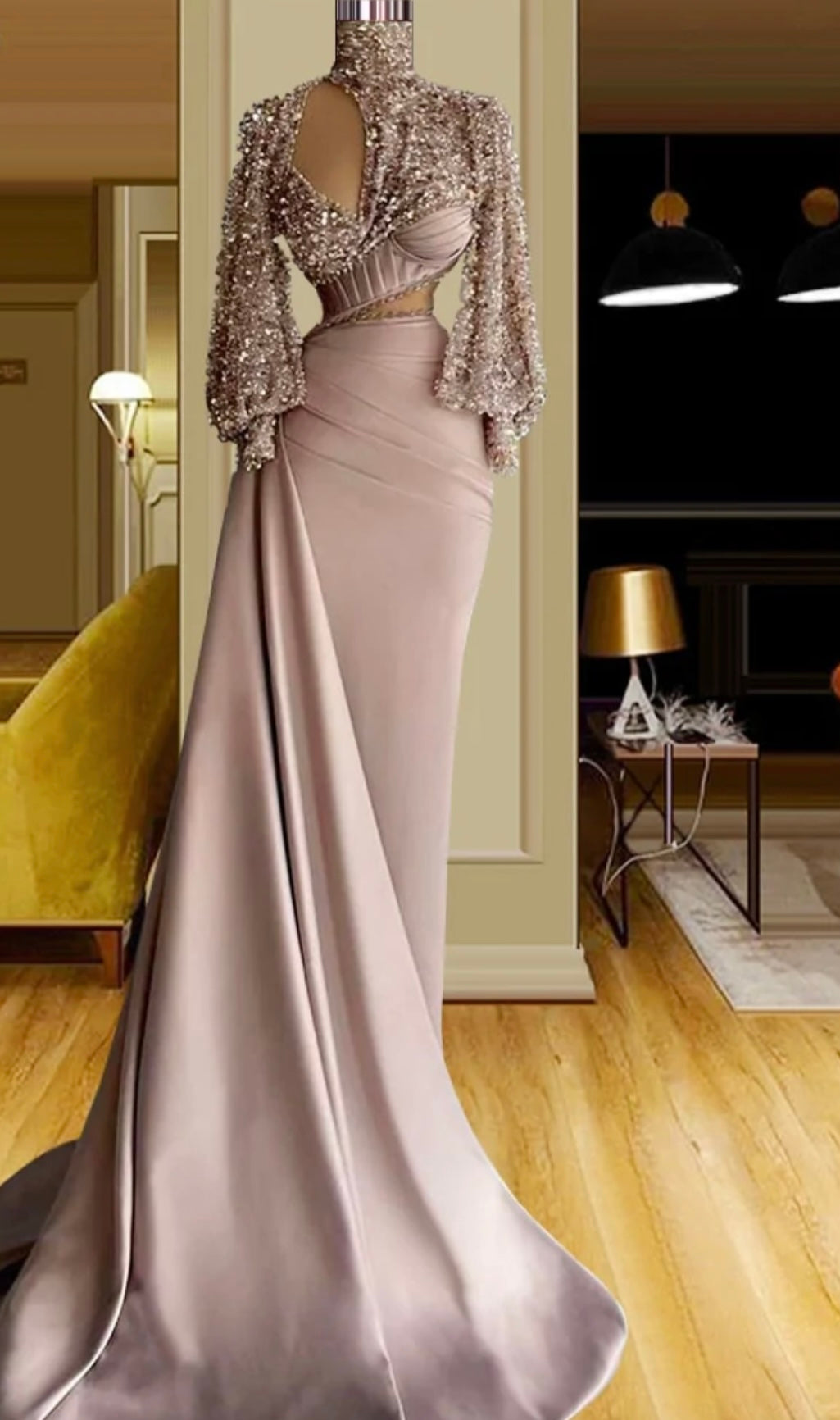 FancyENF Rewarded Vintage Beaded Evening Dress