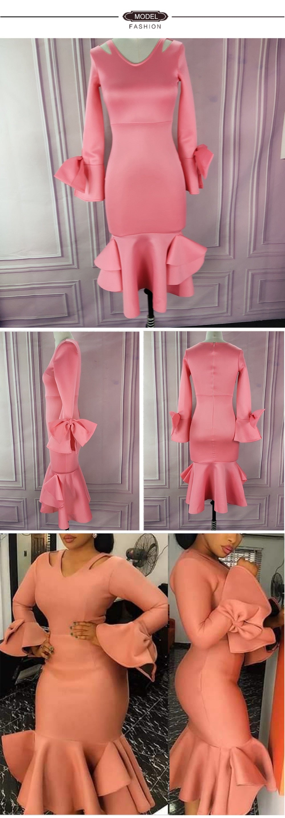 FancyENF Prepared Sexy Bodycon Party Dress with Ruffles