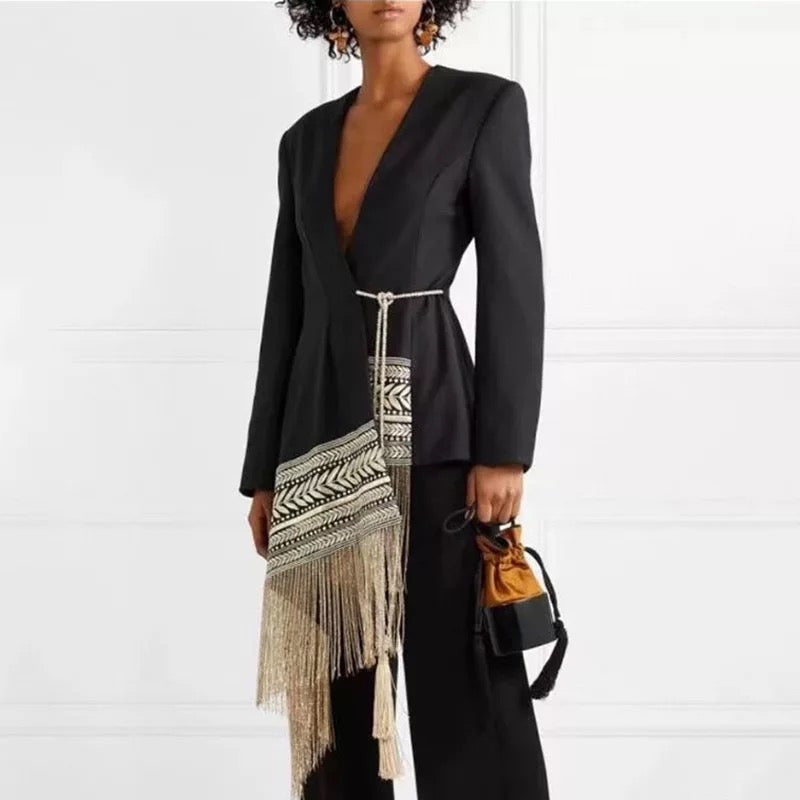 FancyENF Asymmetry Embroidered Tassel Jacket (Dress)