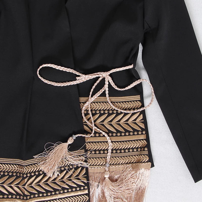 FancyENF Asymmetry Embroidered Tassel Jacket (Dress)