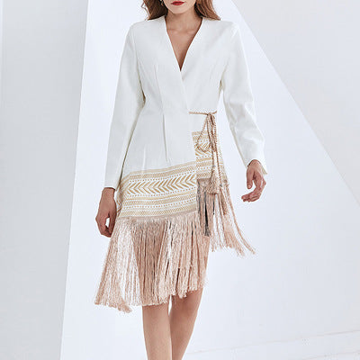 FancyENF Asymmetry Embroidered Tassel Jacket (Dress)